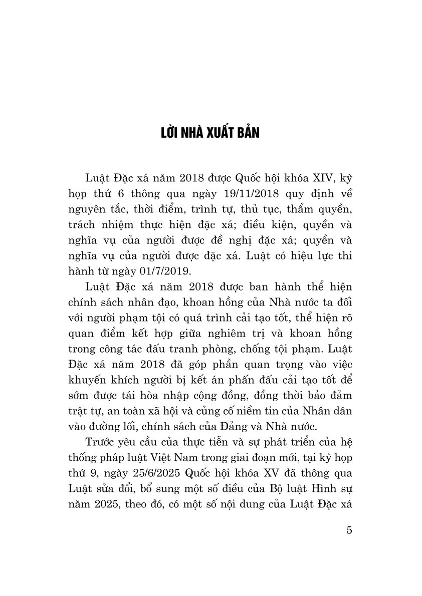 Luật đặc xá năm 2018 (Sửa đổi, bổ sung năm 2025)