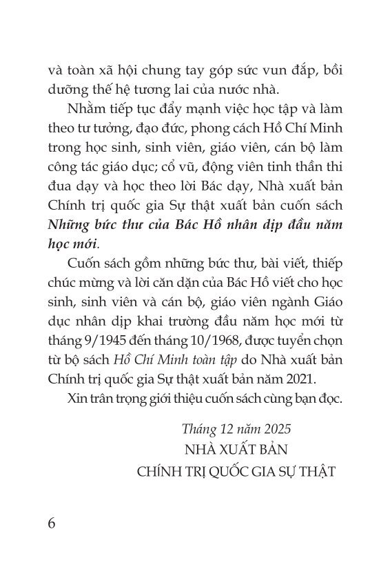 Những bức thư của Bác Hồ nhân dịp đầu năm học mới (Xuất bản lần thứ hai)