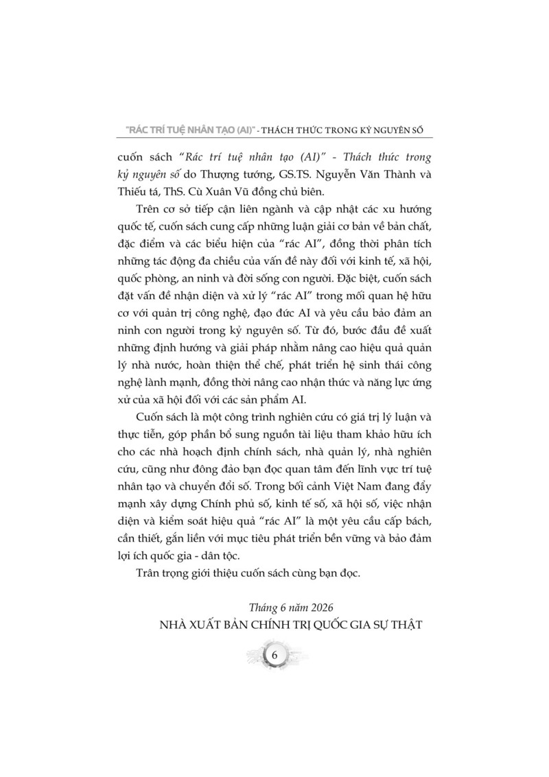Rác trí tuệ nhân tạo (AI)" - Thách thức trong kỷ nguyên số (Sách chuyên khảo)