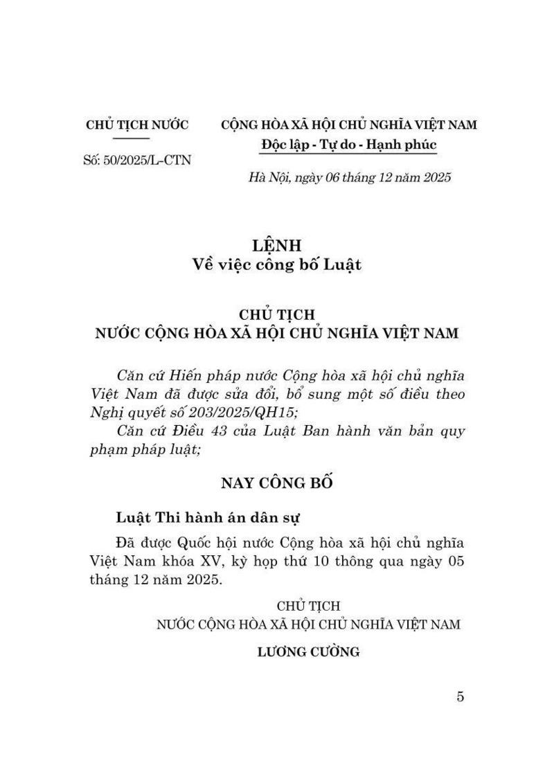 Luật Thi hành án dân sự năm 2025