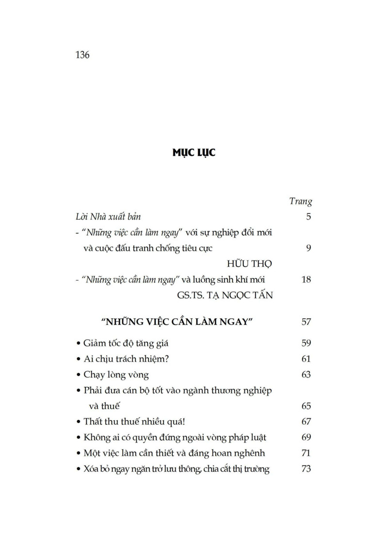 Dấu ấn "Những việc cần làm ngay"