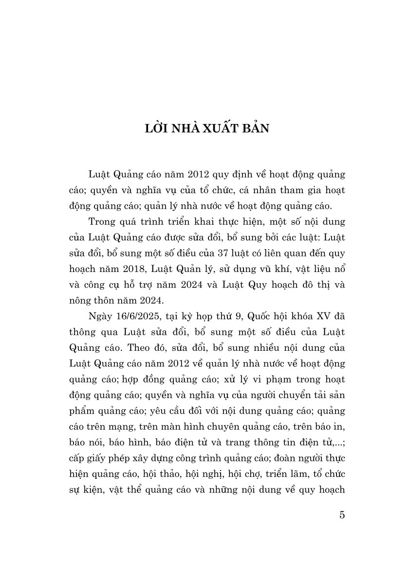 Luật Quảng cáo năm 2012 (Sửa đổi, bổ sung năm 2024, 2025)