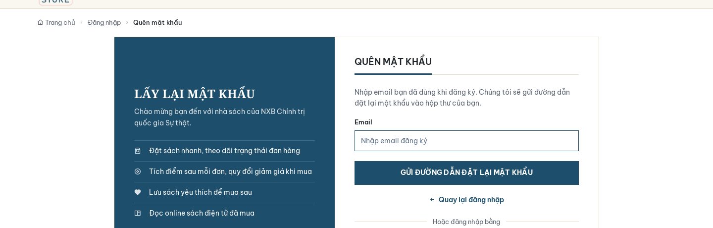 Trang quên mật khẩu
